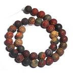 60pcs Natural Matte Picasso Jasper Gemstone Beads，6mm Frosted Round Loose Stone Beads for Jewelry Making Earring Bracelet Necklace DIY Crafts - color: Picasso Jasper, size: 6mm