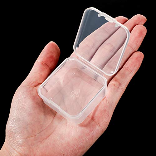 SATINIOR 12 PacK Clear Plastic Beads Storage Containers Box with Hinged Lid for Beads and More (1.7x1.7x0.79 Inch) - size: 1.7 x 1.7 x 0.79 Inch