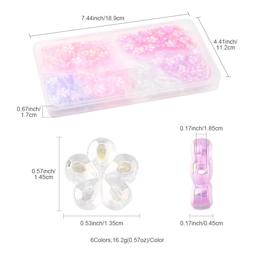 216Pcs Cute Flower Acrylic Beads for Jewelry Making AB Colorful Transparent Spacer Beads for Bracelets Necklace Earrings Making DIY Crafts Gift - color: Flower1-216 pcs