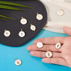 Craftdady Golden Plated Enamel Pendants White Oval Flat Round Dangle Charms for DIY Earrings Necklace Bracelet Making - color: Golden Virgin Mary-5 Styles