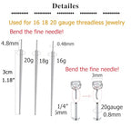 QWALIT Piercing Taper Threadless Insertion Tool - Titanium Labret Pin 16g, 18g, 20g - color: B1 - Stainless Steel Mix Sizes