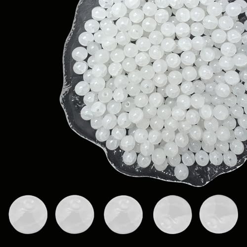 8mm Crackle Glass Beads for Jewelry Making, 700Pcs Round Crystal Beads for Bracelets, DIY Crafts (White Crackle) - color: White Crackle