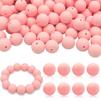 DIYOMR 100Pcs Round Silicone Beads - 15mm Pink, Ideal for Necklaces, Bracelets, Pens & Keychains - color: Pink, size: 15mm