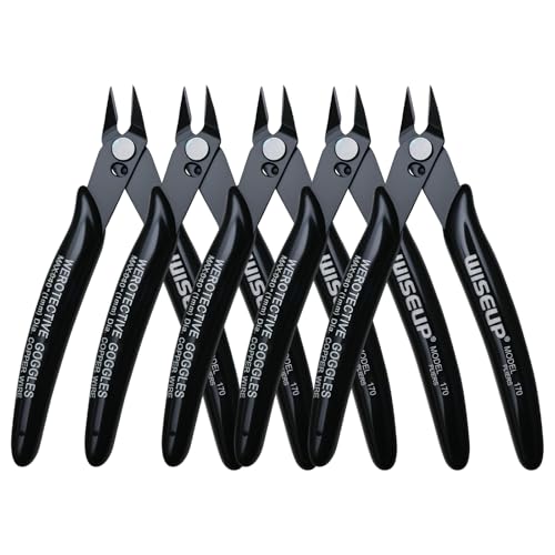 WISEUP 5pcs Small Wire Cutters, 170 Micro Flush Cutter Side Zip Tie Cutter for Jewelry Making, Electronics, Model Sprue,Soft Copper