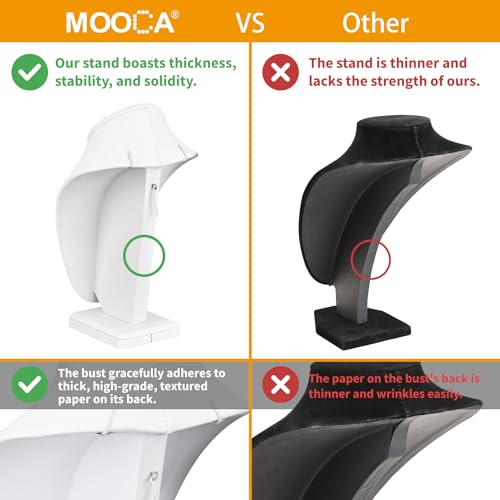 MOOCA 2 Pcs Deluxe Medium Necklace Chain Jewelry Display Holder, Jewelry Stand, Necklaces Display Mannequin Bust Stand, White Faux Leather - color: 1) Whit Faux Leather, 2 pieces