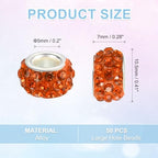 uxcell 50Pcs European Large Hole Beads, Rhinestone Craft Bead Crystal Charm Spacer Beads for Pens Bracelet Making Necklace DIY Craft, Orange - color: Orange