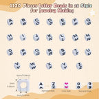 FZIIVQU 1400 Pcs Letter Beads Kit, 28 Styles White Acrylic Alphabet Beads Letter Beads for Jewelry Making wiht Number Beads Heart Beads Friendship Bracelet Kit - color: Black Letter & White Base, size: 6*6mm