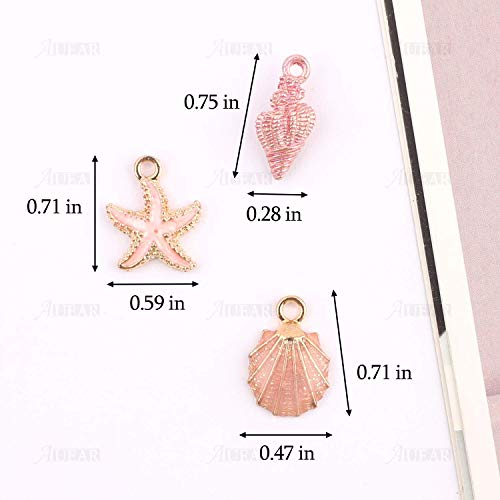 AUEAR, 30 Pack Ocean Starfish Conch Seashell Metal Gold Plated Enamel Charms Pendants for DIY Jewelry Making (Enamel Style 1) - color: Ocean Charms 1, size: 30 Pack