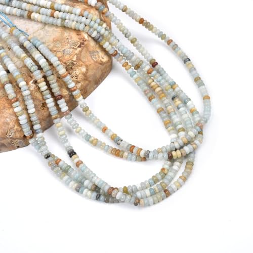 160pcs 4x2mm Natural Amazonite Disk Rondelle Spacer Stone Semi Precious Gemstone Loose Beads for Jewelry Making 15 Inch - color: Amazonite