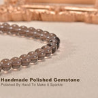14in Agate Wrap Bracelet for Women Men Natural Round Beaded Agates Stone Healing Stretch Bracelets Elastic Handmade Polished Gemstone Beads Bracelet - color: Grey Obsidian, size: 8mm Beads
