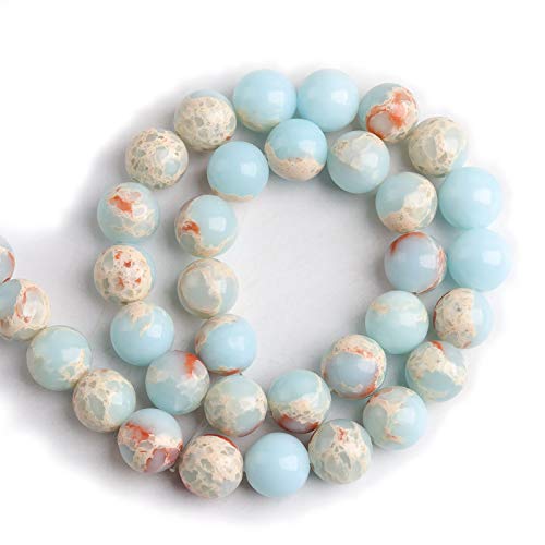 Natural Stone Beads 8mm Sky Blue Jasper Polished Round Smooth Gemstone Beads for Jewelry Making Adults 15 Inch(Sky Blue Jasper,8mm) - color: Sky Blue Jasper, size: 8mm