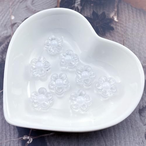 150Pcs Acrylic Flower Beads Candy Color Transparent Plastic Pastel Spacer Beads with Hole for DIY Crafts Wind Chimes Suncatcher Necklaces Bracelets Earrings Jewelry Making(White) - color: White