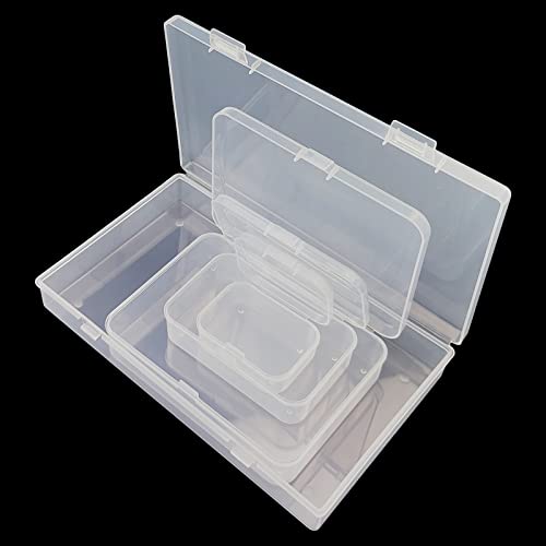 96 Pack Rectangular Clear Plastic Storage Containers Box with Hinged Lid for Beads and Other Small Craft Items (Mixed Sizes 2) - size: Mixed Sizes 2