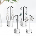 MOOCA Enhance Your Jewelry Presentation with the 4 Pcs Set Acrylic Earring Display Stand - Perfect Showcase for Earrings, Countertop T Stand, and Stylish Jewelry Display, Black Color - color: Black