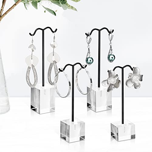 MOOCA Enhance Your Jewelry Presentation with the 4 Pcs Set Acrylic Earring Display Stand - Perfect Showcase for Earrings, Countertop T Stand, and Stylish Jewelry Display, Black Color - color: Black