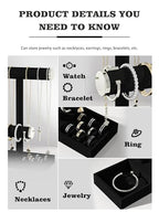 Bracelet and Necklace Holder,Velvet Jewelry Necklace Display Organizer Stand,bracelet Holder for Selling,Bracelet and Necklace Storage Tree (Style 2（Black+ Metal lid）) - style: Style 2（Black+ Metal lid）