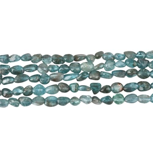 HAAMIIQII Natural Green Apatite Pebble Stone 5-8mm Small Irregular Freeform Tumbled Loose Gemstone Beads for Jewelry Making Strand 15 Inch (45-50pcs) - color: Green Apatite