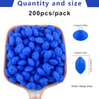 Sunrony 200Pcs Silicone Lentil Beads for Keychain Making, Bulk 12mm Silicone Abacus Spacer Beads for Necklace Bracelet Making Pens(Deep Blue) - color: G-Deep blue