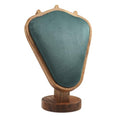 TANG SONG 8.27" Walnut Wooden Base Leather Soft Mat Necklace Display Stand Jewelry Organizer Holder (Walnut-Green) - color: Walnut-Green
