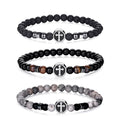 RANKEEF Tiger Eye Bracelet For Men 8MM Natural Stone Stretch Adjustable Black Crystal Beaded Bracelet for Men Women Gifts - color: 3,gray,black