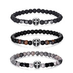 RANKEEF Tiger Eye Bracelet For Men 8MM Natural Stone Stretch Adjustable Black Crystal Beaded Bracelet for Men Women Gifts - color: 3,gray,black