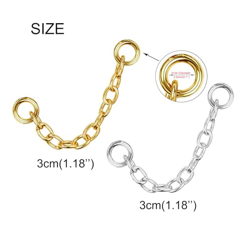 4Pcs Gold Earrings Connector Chains Set for Women, Convertible Dangle Chain for Double Piercings 50mm - color: silver and gold 30mm