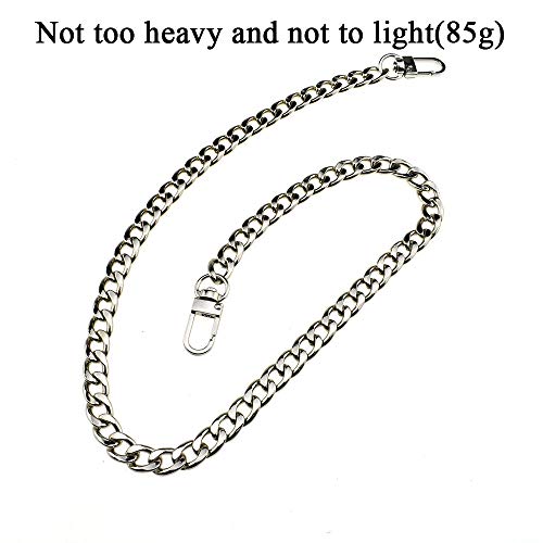 HAHIYO Silver Metal Purse Strap 23.6 inches Modern Style Flat 0.4' Wide Extra Thick 2.4mm Lobster Clasp Shoulder/Cross Body Handbag Clutch Replacement 1 Pack - size: Bright Silver 23.6 Inches