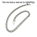 HAHIYO Silver Metal Purse Strap 23.6 inches Modern Style Flat 0.4' Wide Extra Thick 2.4mm Lobster Clasp Shoulder/Cross Body Handbag Clutch Replacement 1 Pack - size: Bright Silver 23.6 Inches