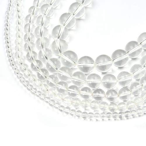 Natural Gemstone Clear Transparent Round Glass Crystal Quartz Loose Beads DIY Jewelry Choker Necklace Earrings Charms Findings Accessories 1 Strand 15.5 inches (6mm, Transparent) - color: Transparent, size: 6mm