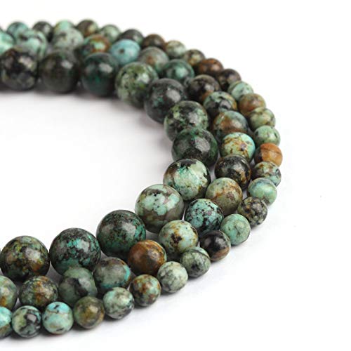 Natural Stone Beads 10mm African Turquoise Polished Round Smooth Gemstone Beads for Jewelry Making Adults 15 Inch(African Turquoise,10mm) - color: African Turquoise, size: 10mm