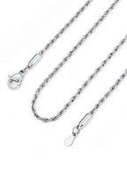 Bandmax Solid 1.5mm/2mm/3mm/6mm Rope Chains for Men Women 14K Gold Plated/Black Plated Stainless Steel Twist Chain 16-30 Inches, with Gift Box - color: 01 1.5MM Steel