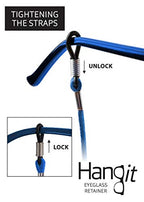 HANGIT, Elegant Eyeglass, Sunglass Strap-Chain-Retainer, Sports Band, 3 Pack (blue black brown - PU Leather For Men Women By HANGIT