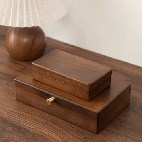 Wooden Jewelry Box, Simple Solid Wood Wooden, Ring Holder and Necklace Organizer, Black Walnut, 24 * 15 * 6cm - size: L24*W15*H6cm