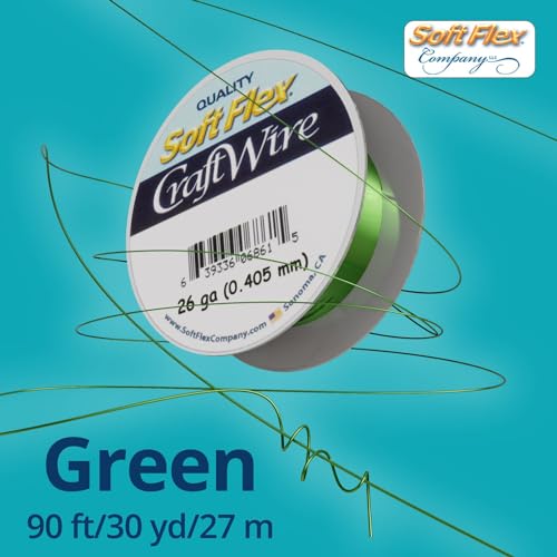 Soft Flex 26 Gauge Craft Wire - 27 Meters - Jewelry Wire with Tarnish Resistant Silver Plating - style: Green