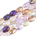 1 Box 210PCS Purple Flat Oval Glass Beads with Holes Faceted AB Color Plated Sparkle Spacer Loose Lilac Electroplate Bead Charm for Jewelry Making Necklace Bracelet Earring Diy Craft Supply - color: Purple