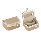 Royal Bagger Genuine Cow Leather Mini Jewelry Box Women's Coin Purse Solid Color Kiss Lock Change Pouch Casual Style Small Storage Bag for Women 1894 (Milk Tea) - color: Milk Tea