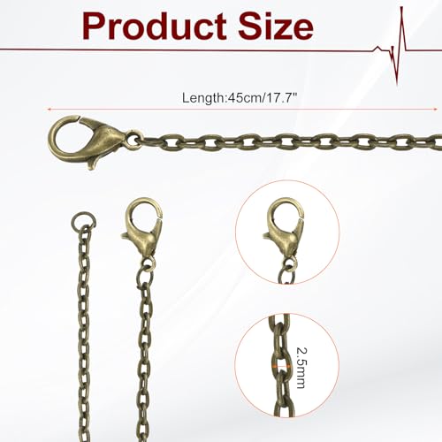 HARFINGTON 20 Pack 18 Inch Necklace Chains Bulk 2.5mm Bronze Plated Cable Chains with Lobster Clasps for Jewelry Making - color: Bronze, size: 18 Inch x 2.5mm