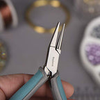 The Beadsmith Simply Modern Round & Flat Nose Pliers, 5.75 inches (145mm) with polished steel head, comfortable contoured grip handles and double-leaf springs, tool for jewelry making - size: Half Round/Half Flat Nose