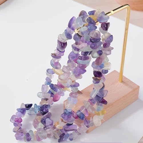 200pcs Natural Chip Stone Beads Gemstone Healing Crystal Loose Rocks Bead Irregular Glass Seed Charm Beads Drilled DIY for Jewelry Bracelet Necklace Earrings Making Crafting Supplies (Color, 5-8mm) - color: color