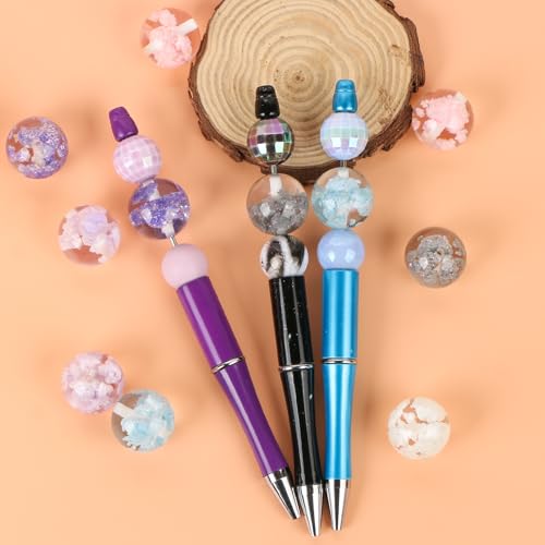 20Pcs 20mm Luminous Cloud Focal Round Beads for Pens Cloud Fancy Space Beads for DIY Craft Beadable Pens Keychain Bracelet Necklace Earrings Jewelry Making - color: Cloud