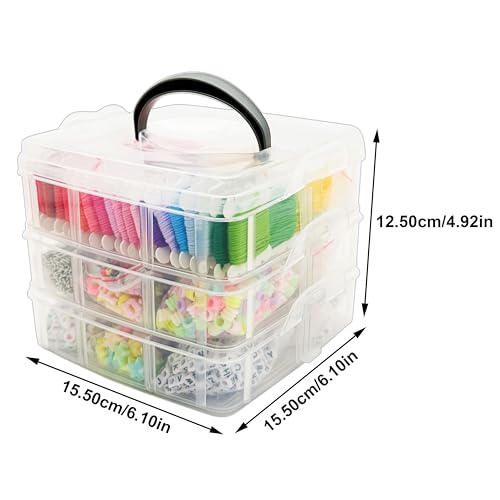 JINNBEY 4655 Pcs Jewelry Making Kits, DIY Bracelet Necklace Portable Three-Layer Spacer Box - Includes 24 Color Cotton Thread & Letter Bead & Tools, The Gift Set for Handicraft Enthusiasts