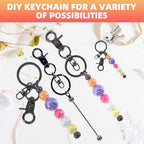24 Pcs Beadable Keychains Bars bulk - 12 Grey DIY Metal Beaded Keychain Making Kit + 12 Bags Included, Bead Keychain Supplies,Blank Key Chain, Perfect for Women, Men, Mother's Day, Birthday Gift - color: Gray, size: 12