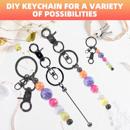48 Pcs Beadable Keychains Bars bulk - 24 Grey DIY Metal Beaded Keychain Making Kit + 24 Bags Included, Bead Keychain Supplies,Blank Key Chain, Perfect for Women, Men, Mother's Day, Birthday Gift - color: Gray, size: 24