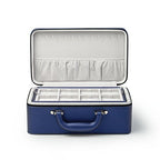 Oirlv Blue Leather Jewelry Box Handmade Travel Jewelry Organizer Storage Case Holder For Girl Lady Earring,Ring,Necklace,Pendant,Watch,Bracelet.(3 layers) - color: Blue