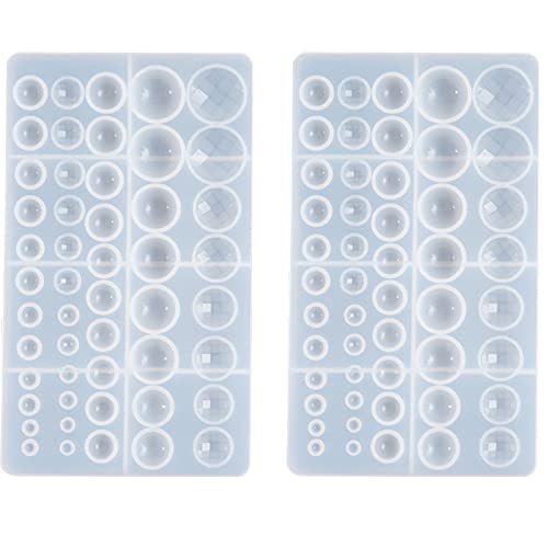 2 Pcs Cabochon Gem Silicone Mold, Clear Round Silicone Mold for Making Earrings Jewelry Making Crafting Projects(Large) - color: round-large