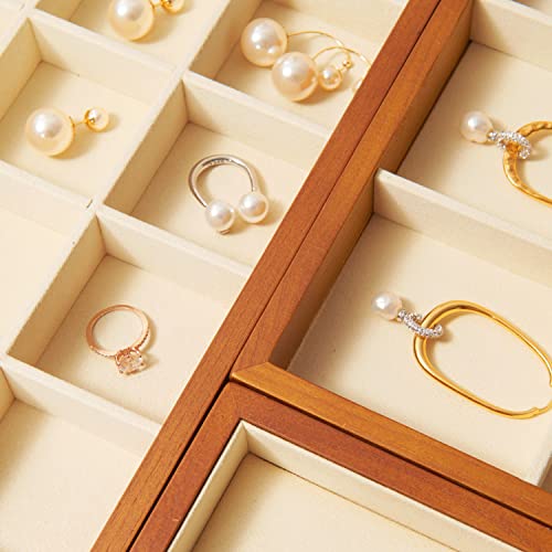 Oirlv 12 Grids Wood Jewelry Organizer Tray Stackable Jewelry Drawer Tray Bracelet/Watch Showcase Display Storage(Creamy-white) - color: Creamy-white 12 grid tray