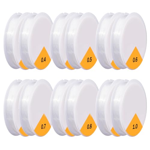 12 Rolls Elastic Bracelet String Cord, Crystal Clear Stretch Beading Cord for Jewelry Making, Friendship Bracelets, Beads and Crafts(0.4-1mm) - size: 12 Rolls