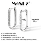 Me&Hz Gold Huggie Earrings Small Huggie Hoop Earrings for Women 14K Gold Plated Hypoallergenic Cubic Zirconia Huggies Mini Silver Hoop Earring for Women - color: Paperclip Hoop - CZ, Silver