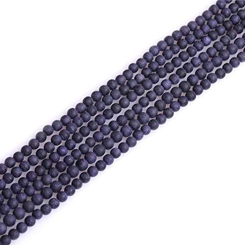 4mm Blue Sandstone Frosted Matte Unpolished Round Spacer Beads for Jewelry Making Strand 15 inch - color: Blue Sandstone, size: 4mm