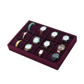 Jewelry Watch Tray, Purple Velvet Watch Jewelry Organizer 12 Grid, Stackable Watch Bracelet Bangle Display Holder, Adjustable Pillows, for Man Woman Show Birthday - color: Purple
